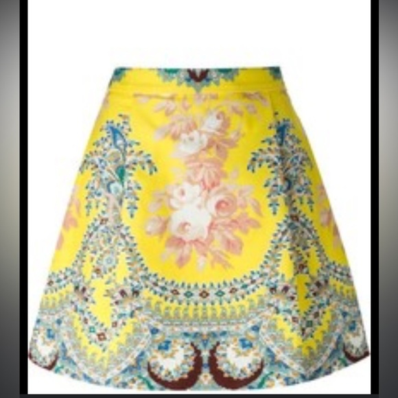 MSGM Milano Yellow Floral Print Cotton Mini Skirt US SZ 6 / IT 40! - Picture 1 of 11